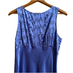 Michaelangelo Periwinkle Satin Formal Gown Dress Sz S Prom Y2K Vintage Romantic